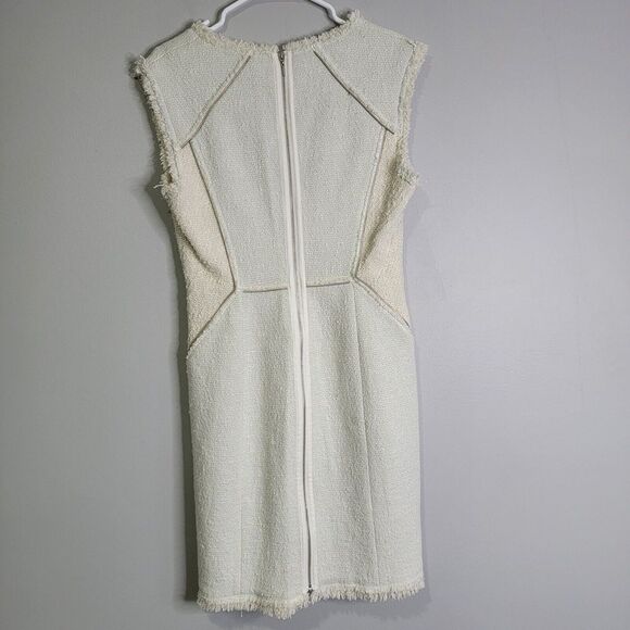 Rebecca Taylor Zip Tweed Combo Dress Sleeveless Size 10 Frayed Edges Zippers - Picture 2 of 14